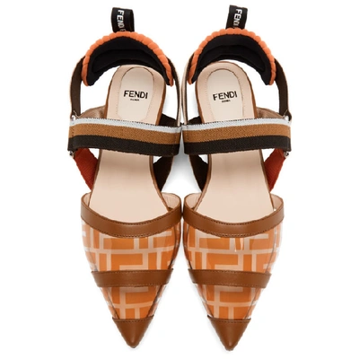 Shop Fendi Brown And Orange Pvc Colibri Flats In F17lm Orang