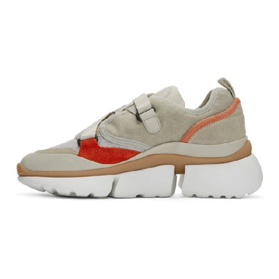 Shop Chloé Beige & Orange Sonnie Sneakers In Light Eucalyptus