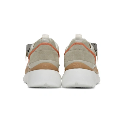 Shop Chloé Beige & Orange Sonnie Sneakers In Light Eucalyptus