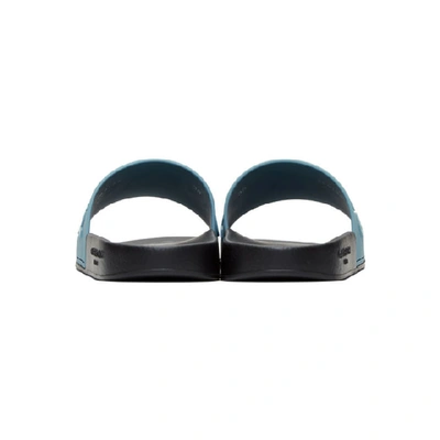 Shop Givenchy Blue & Black Logo Pool Slides