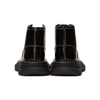 Shop Alexander Mcqueen Black Tread Lace-up Boots In 1090 Blk/iv