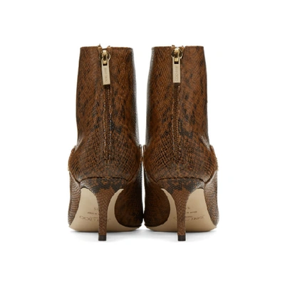 Shop Jimmy Choo Brown Snake Printed Beyla 65 Boots In Cuoio