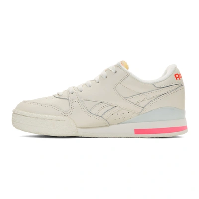 Shop Reebok Classics Off-white And Pink Phase 1 Pro Sneakers In Chalk/neon