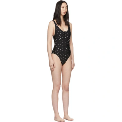 Shop Solid & Striped Solid And Striped Black Floral Embroidery The Anne-marie One-piece Swimsuit In 1955 Blkgre