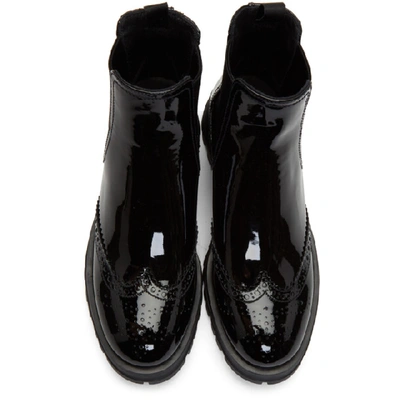 Shop Prada Black Patent Oxford Chelsea Boots