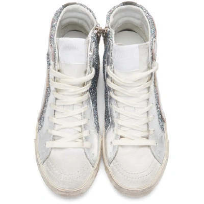 Shop Golden Goose Silver And Pink Glitter Slide Sneakers In Glitter Sil
