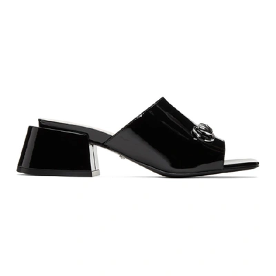 Shop Gucci Black Patent Lexi Heel Sandals In 1000 Black
