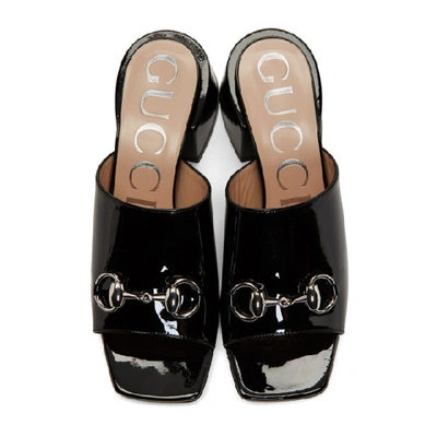 Shop Gucci Black Patent Lexi Heel Sandals In 1000 Black