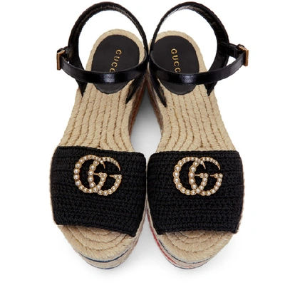 Shop Gucci Black Raffia Gg Lilibeth Sandals In 1000 Black