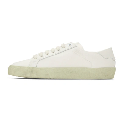 Saint Laurent Court Classic Distressed Logo-embroidered Canvas And Leather Sneakers In 9113 Cream
