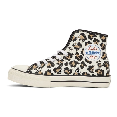 Shop Converse Off-white Lucky Star Hi Leopard Print Sneakers