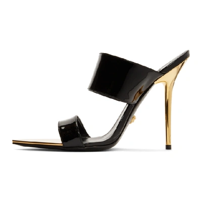 Shop Versace Black Patent Gold Heel Heels In D41oh Black