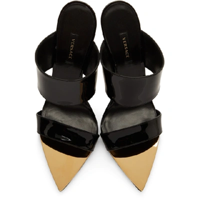 Shop Versace Black Patent Gold Heel Heels In D41oh Black