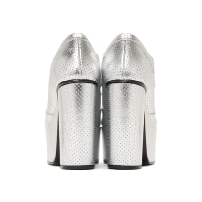 Shop Gucci Silver Otis Lace-up Platform Heels In 8106 Silver