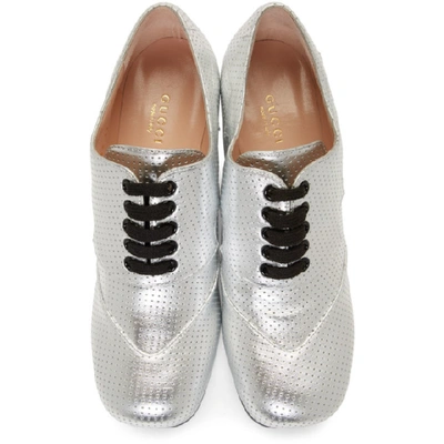 Shop Gucci Silver Otis Lace-up Platform Heels In 8106 Silver