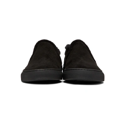 Shop Common Projects Black Shearling Slip-on Sneakers