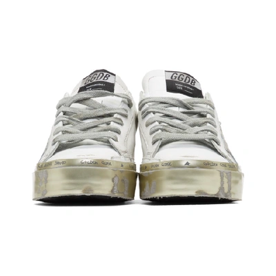 Shop Golden Goose White And Gold Hi Star Sneakers