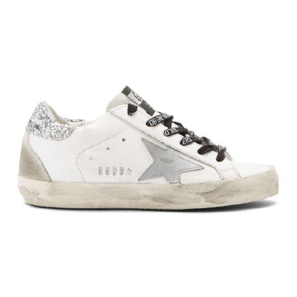 Golden Goose Superstar Snake-print And Glitter Sneakers In Wht/sil ...