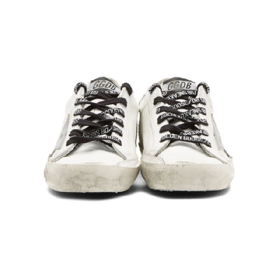 Shop Golden Goose White And Silver Glitter Tab Superstar Sneakers In Wht/sil