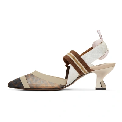 Shop Fendi Multicolor Mesh Colibrì Slingback Heels In F15v3 White