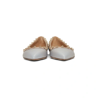 Shop Valentino Grey  Garavani Rockstud Ballerina Flats In 797 Pastelg