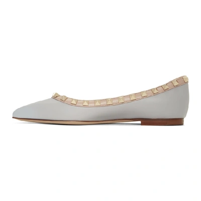 Shop Valentino Grey  Garavani Rockstud Ballerina Flats In 797 Pastelg