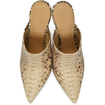 Shop Yeezy Beige Python Wedge Mules In Roccia Mesa