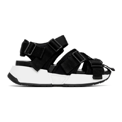 Shop Mm6 Maison Margiela Black Safety Strap Chunky Sandals In T8013 Black