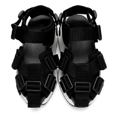 Shop Mm6 Maison Margiela Black Safety Strap Chunky Sandals In T8013 Black