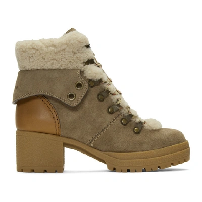 Shop See By Chloé See By Chloe Taupe Eileen Heeled Boots In 7a4 Taupe
