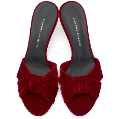 Shop Giuseppe Zanotti Red Velvet Mules