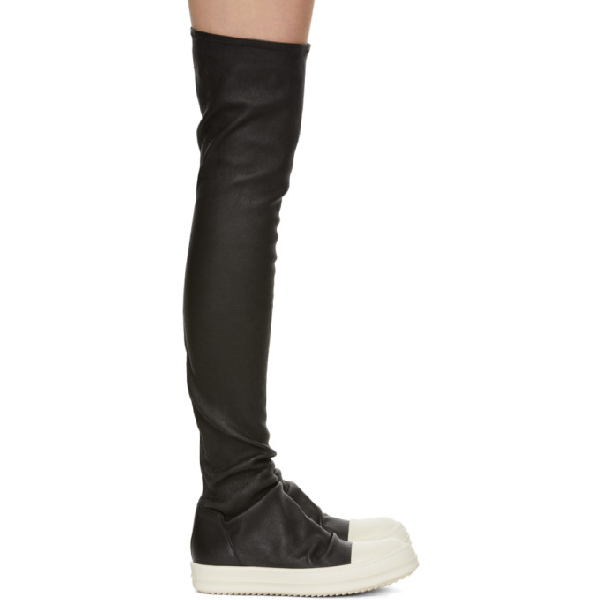 Rick Owens Thigh-High Leather Stocking Sneakers In Black | ModeSens
