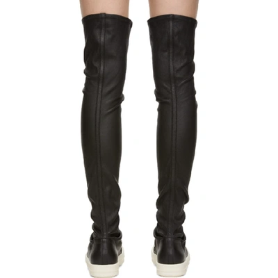 Shop Rick Owens Black And Off-white Stocking Tall Boots In 09 Black