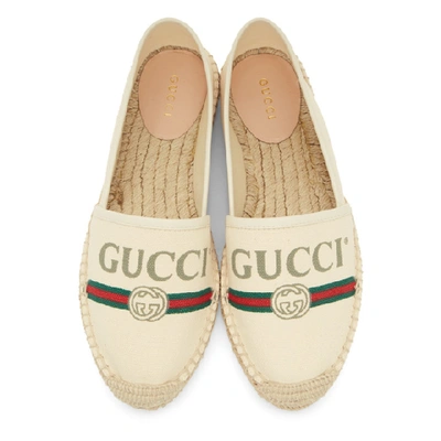 Shop Gucci Beige Vintage Logo Espadrilles In 9074 Beige