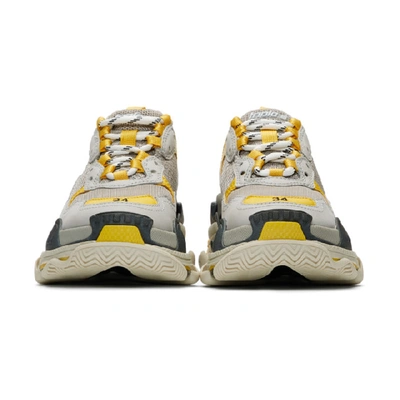 Shop Balenciaga Grey & Yellow Triple S Sneakers In Yellow/grey/white