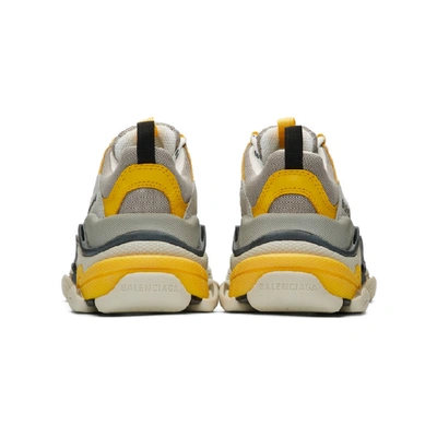 Shop Balenciaga Grey & Yellow Triple S Sneakers In Yellow/grey/white