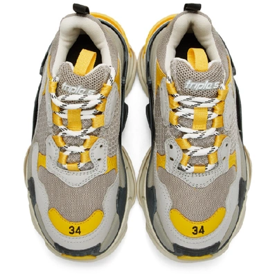 Shop Balenciaga Grey & Yellow Triple S Sneakers In Yellow/grey/white