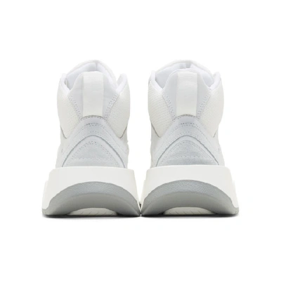 Shop Mm6 Maison Margiela White And Grey Flare Runner High-top Sneakers In T1010 White