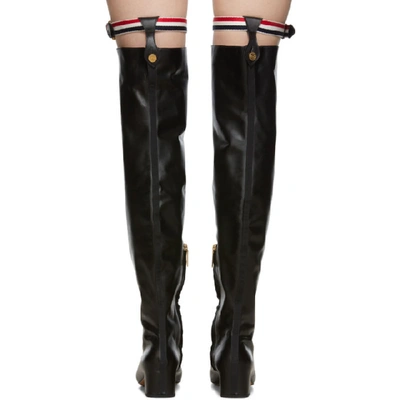 Shop Thom Browne Black Nipped Toe Thigh High Boots In 001 Black