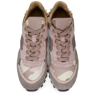 Shop Valentino Pink  Garavani Camo Rockstud Sneakers In 05a Poudre