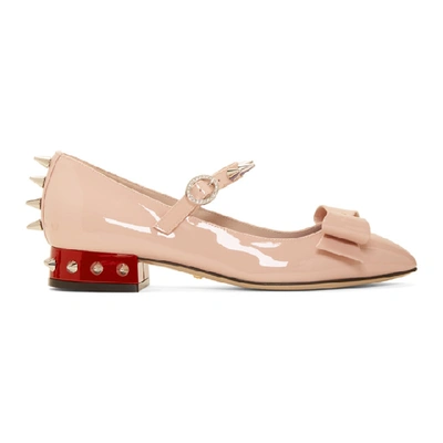 Shop Gucci Pink Patent Sadie Spike Ballerina Flats In 5909 Pink