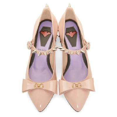 Shop Gucci Pink Patent Sadie Spike Ballerina Flats In 5909 Pink