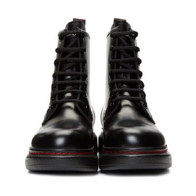 Shop Alexander Mcqueen Black Contrast Sole Hybrid Combat Boots