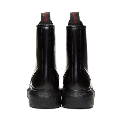 Shop Alexander Mcqueen Black Contrast Sole Hybrid Combat Boots