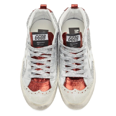 Shop Golden Goose Silver And Pink Glitter Mid Star Sneakers In Glitter Sil