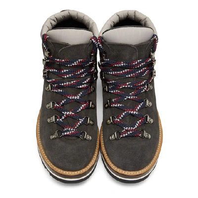 Shop Moncler Black Glittered Suede Blanche Hiking Boots In 999 Black