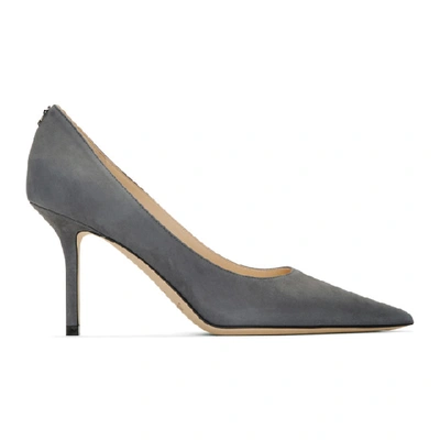 Shop Jimmy Choo Grey Suede Love 85 Heels In Dusk