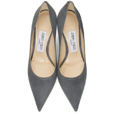 Shop Jimmy Choo Grey Suede Love 85 Heels In Dusk