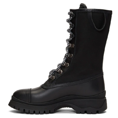 Shop Prada Black Laced Combat Boots