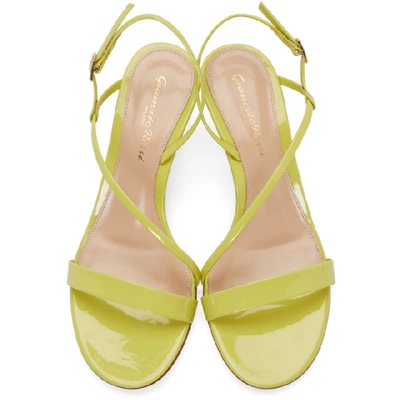 Shop Gianvito Rossi Yellow Patent Manhattan Strappy Sandals In Lemonade